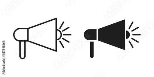 Megaphone icons. Outline and filled icons. Vector Graphic. EPS 10