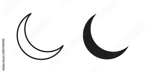 Moon icons. Outline and filled icons. Vector Graphic. EPS 10