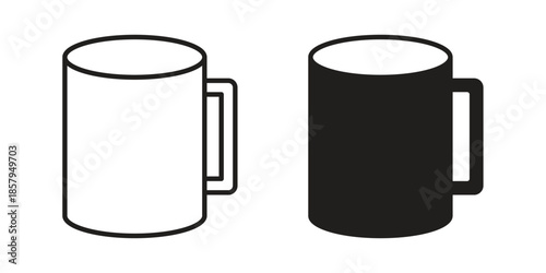 Mug icons. Outline and filled icons. Vector Graphic. EPS 10