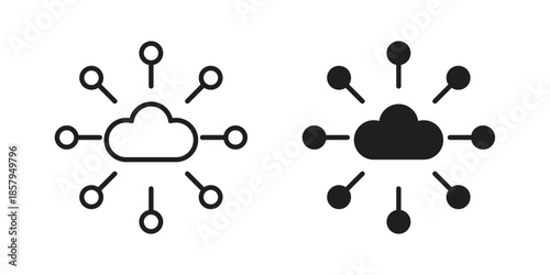 Network cloud icons. Outline and filled icons. Vector Graphic. EPS 10