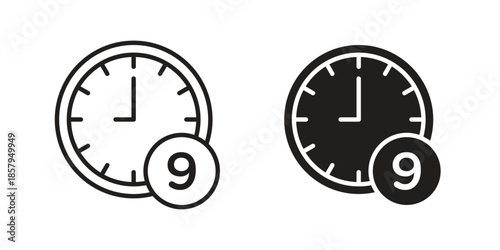 Office time icons. Outline and filled icons. Vector Graphic. EPS 10