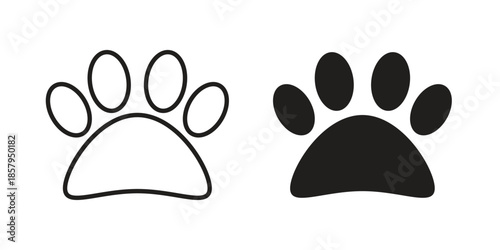 Paw icons. Outline and filled icons. Vector Graphic. EPS 10