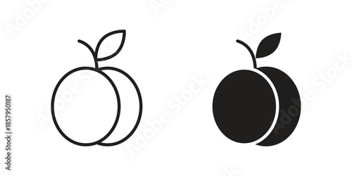 Peach icons. Outline and filled icons. Vector Graphic. EPS 10