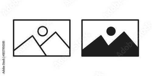 Picture icons. Outline and filled icons. Vector Graphic. EPS 10