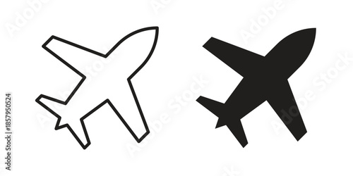 Plane icons. Outline and filled icons. Vector Graphic. EPS 10