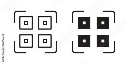 Qrcode icons. Outline and filled icons. Vector Graphic. EPS 10