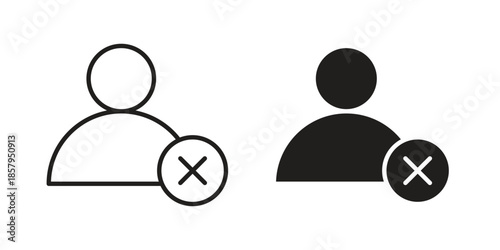 Remove user icons. Outline and filled icons. Vector Graphic. EPS 10