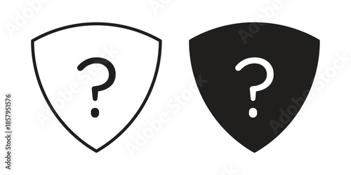 Shield interrogation icons. Outline and filled icons. Vector Graphic. EPS 10