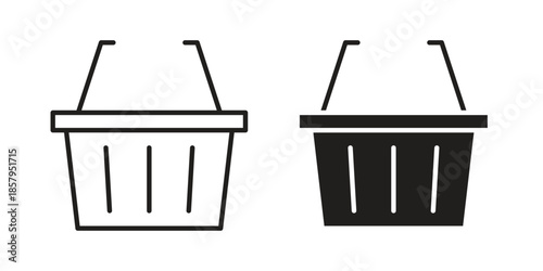 Shopping basket icons. Outline and filled icons. Vector Graphic. EPS 10