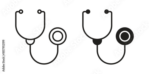 Stethoscope icons. Outline and filled icons. Vector Graphic. EPS 10