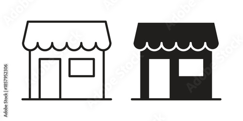 Store icons. Outline and filled icons. Vector Graphic. EPS 10