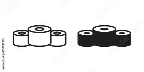 Sushi icons. Outline and filled icons. Vector Graphic. EPS 10