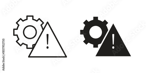 Technical warning icons. Outline and filled icons. Vector Graphic. EPS 10