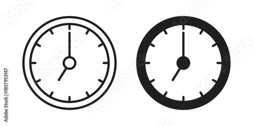 Time clock icons. Outline and filled icons. Vector Graphic. EPS 10