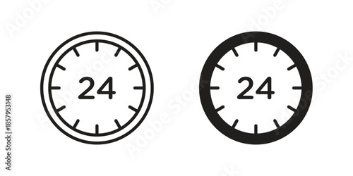 Time twenty four icons. Outline and filled icons. Vector Graphic. EPS 10