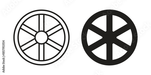Tire icons. Outline and filled icons. Vector Graphic. EPS 10