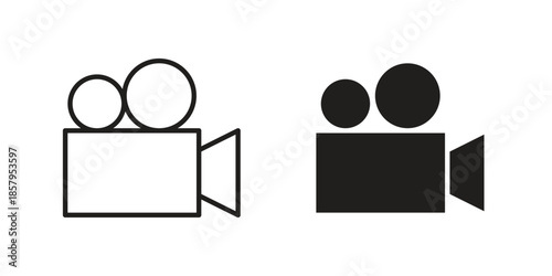 Video camera icons. Outline and filled icons. Vector Graphic. EPS 10