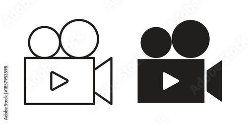 Video camera icons. Outline and filled icons. Vector Graphic. EPS 10
