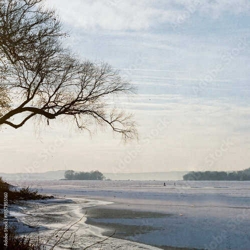 Sunrise on a frozen lake