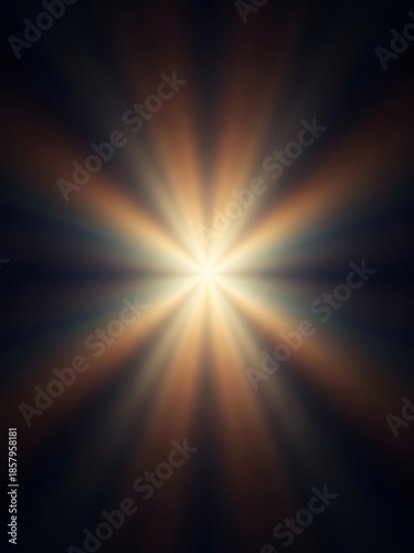 Symmetrical light flares radiating, creating a cosmic abstract scene