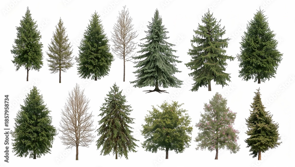 Obraz premium a collection of varied trees, showcasing the diversity of nature with various textures and shapes