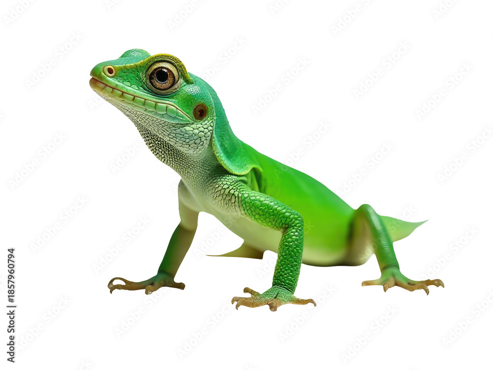 Fototapeta premium A close-up view of a lizard's face on a clean white background