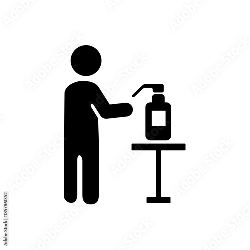 消毒液で手の消毒をしている人をイメージしたアイコン