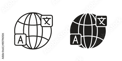 Language icons. EPS 10. Graphic icon vector designs