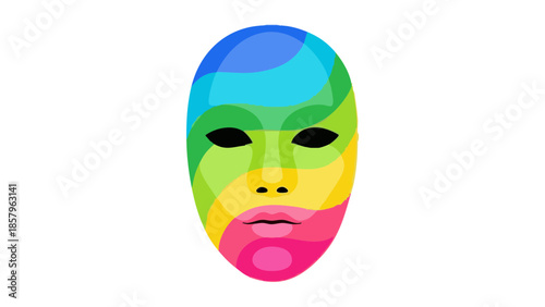 Colorful abstract face mask in vibrant hues representing Holi  