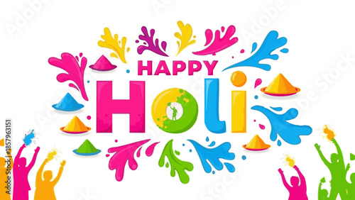 Colorful celebration of Holi festival with people and vibrant colors  