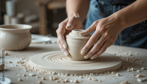 ceramist working with clay