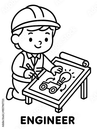  Engineer's Vision: A determined engineer, sketching a blueprint with a focused expression, conceptualizing the innovative designs of tomorrow.