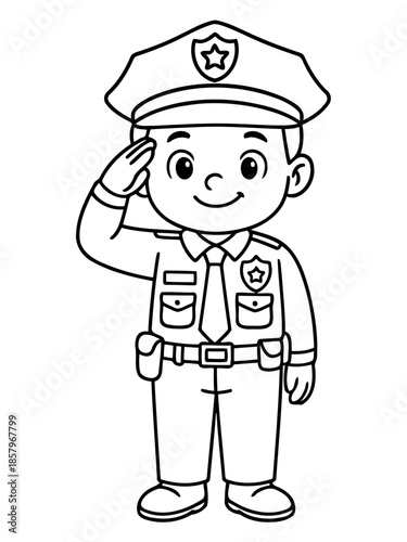 Duty and Dedication: A drawing of a law enforcement officer, saluting with respect. A symbol of community service and safety. 