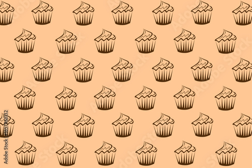 Seamless Cupcake Sketch Pattern Background