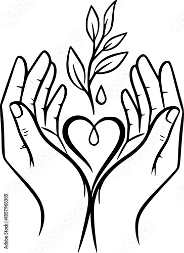 Sketch hand care logo. hand care icon illustration