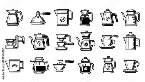 Coffee makers collection illustration isolated on white background