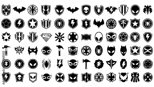 Collection of black and white vector badges and emblems for graphic design