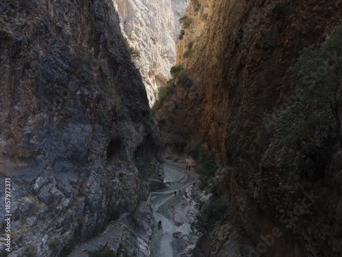 Scenic view of Saklıkent Gorge, one of the longest and deepest canyons in Fethiye, Turkey.