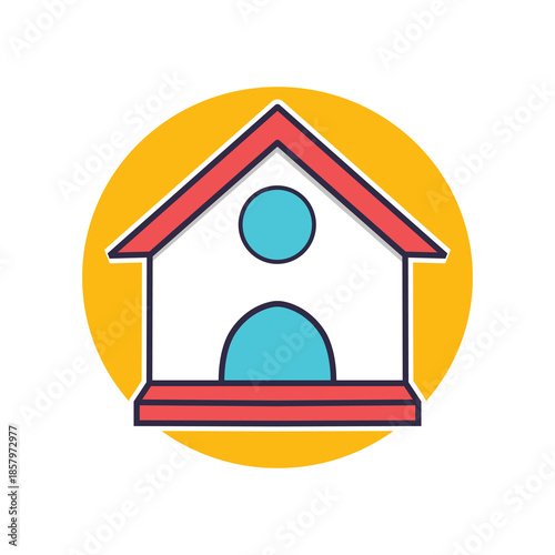 Vector image of the house showing the front, house cartoon, house icon