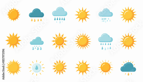 Weather Forecast Icons Collection Sunny Rainy.