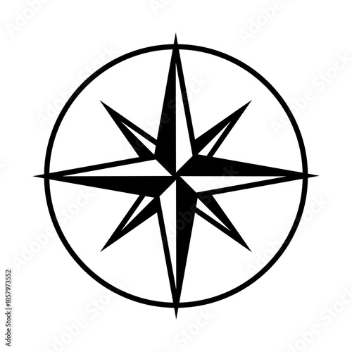 Compass rose icon representing direction, navigation, orientation, and exploration, ideal for maps, travel, outdoor apps, geography, and wayfinding design.
