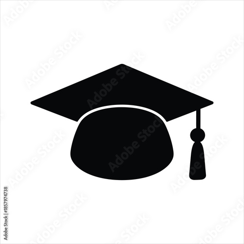 Graduation Cap Icon – Vector Silhouette of Academic Mortarboard