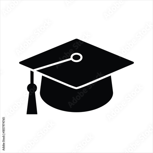 Graduation Cap Icon – Vector Silhouette of Academic Mortarboard