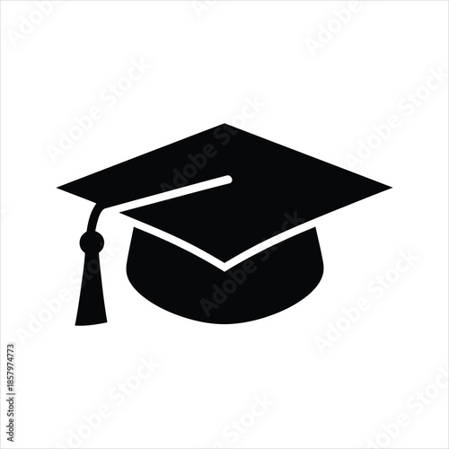 Graduation Cap Icon – Vector Silhouette of Academic Mortarboard