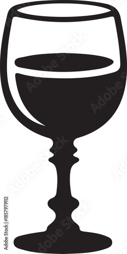 Black and white wine glass with liquid drink