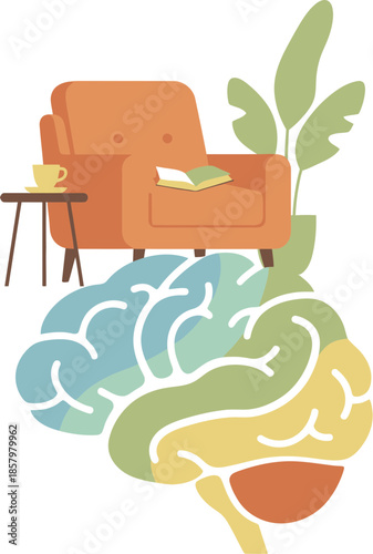 Conceptual illustration of mental health therapy and a peaceful mind.