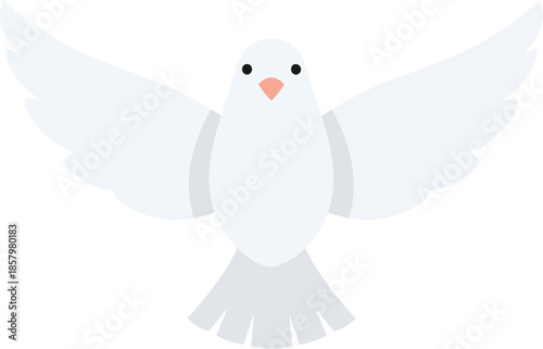 Simple flat vector illustration of a white dove flying.