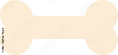Simple light beige dog bone illustration isolated on a white background.