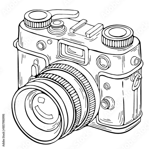 Hand-Drawn Illustration of a Camera