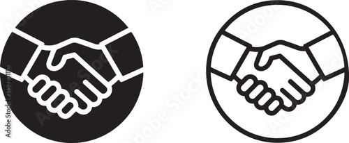 Business Handshake Solid and Line Icon Set for Partnership Agreement and Collaboration